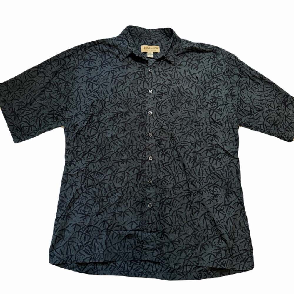 Johari West Black Hawaiian Print Button Up Short Sleeve Mens Size 3XLT Cotton